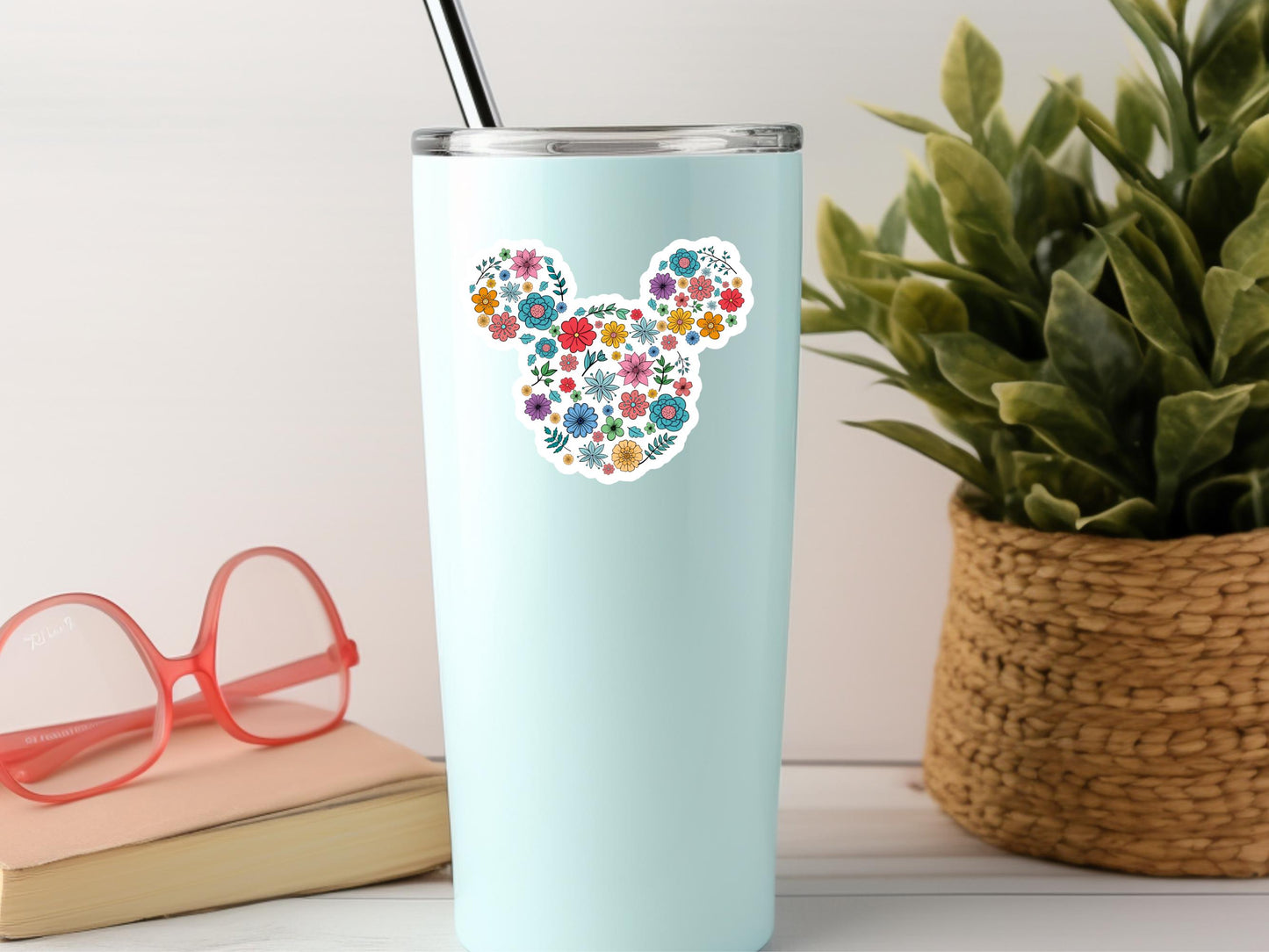 Floral Mouse Ears Sticker
