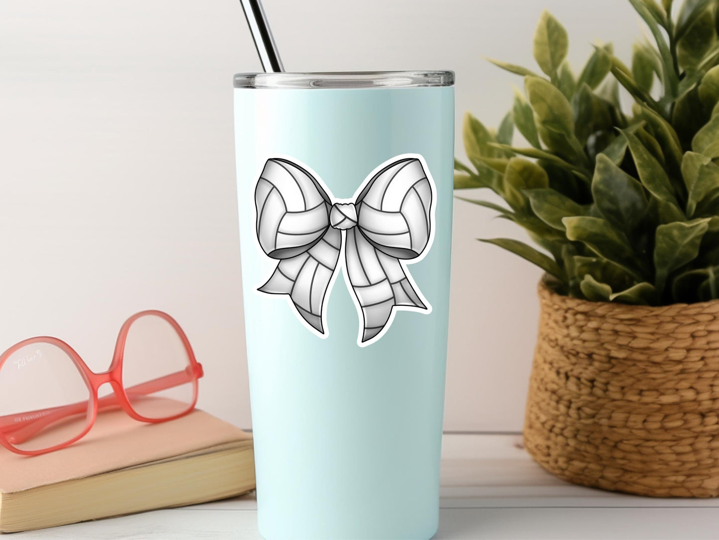 Volleyball Bow Sticker: Water-Resistant Vinyl Decal