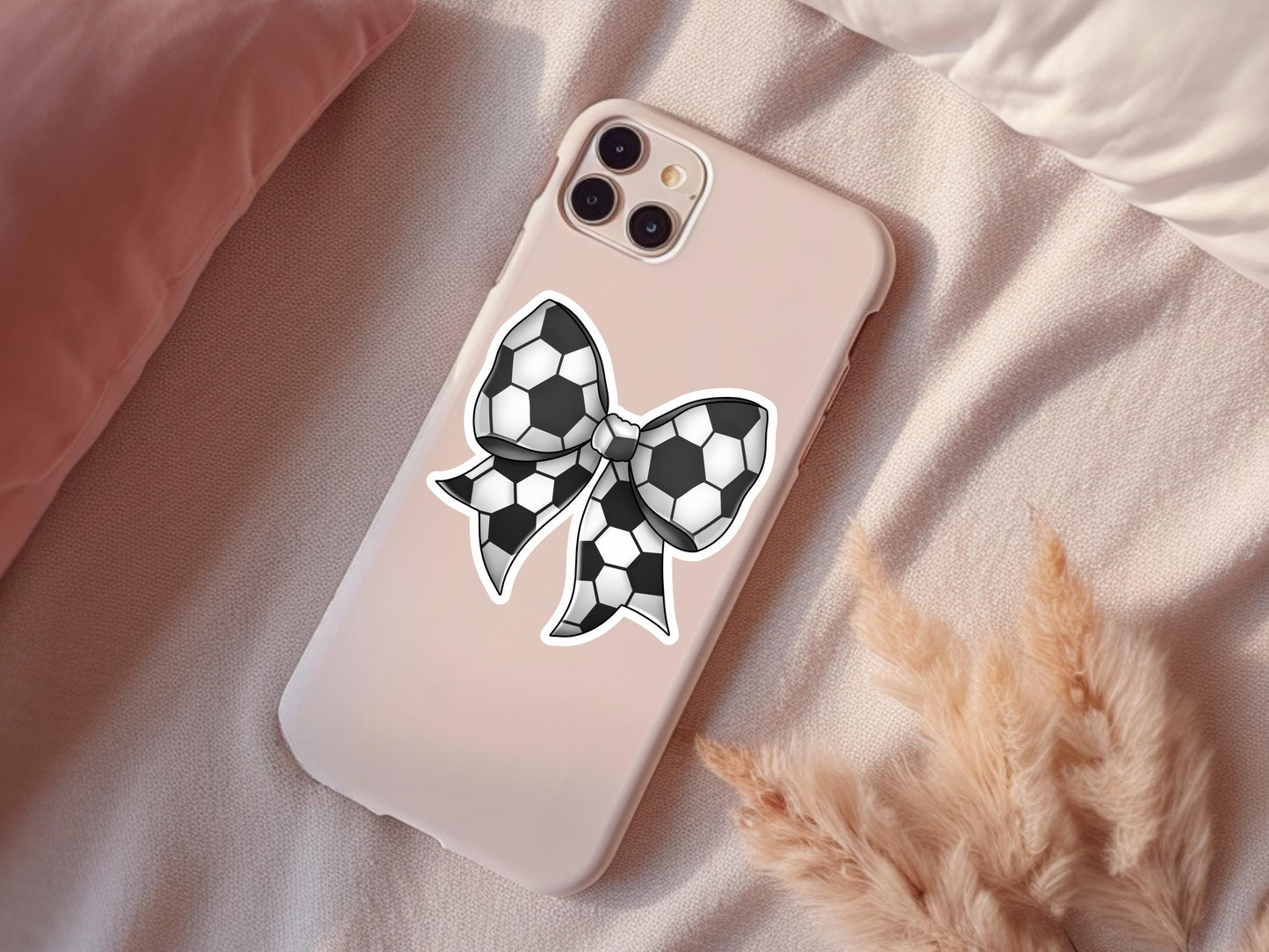 Soccer Bow Sticker: Water-Resistant Vinyl Decal