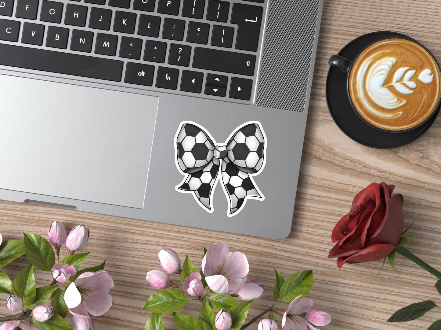 Soccer Bow Sticker: Water-Resistant Vinyl Decal
