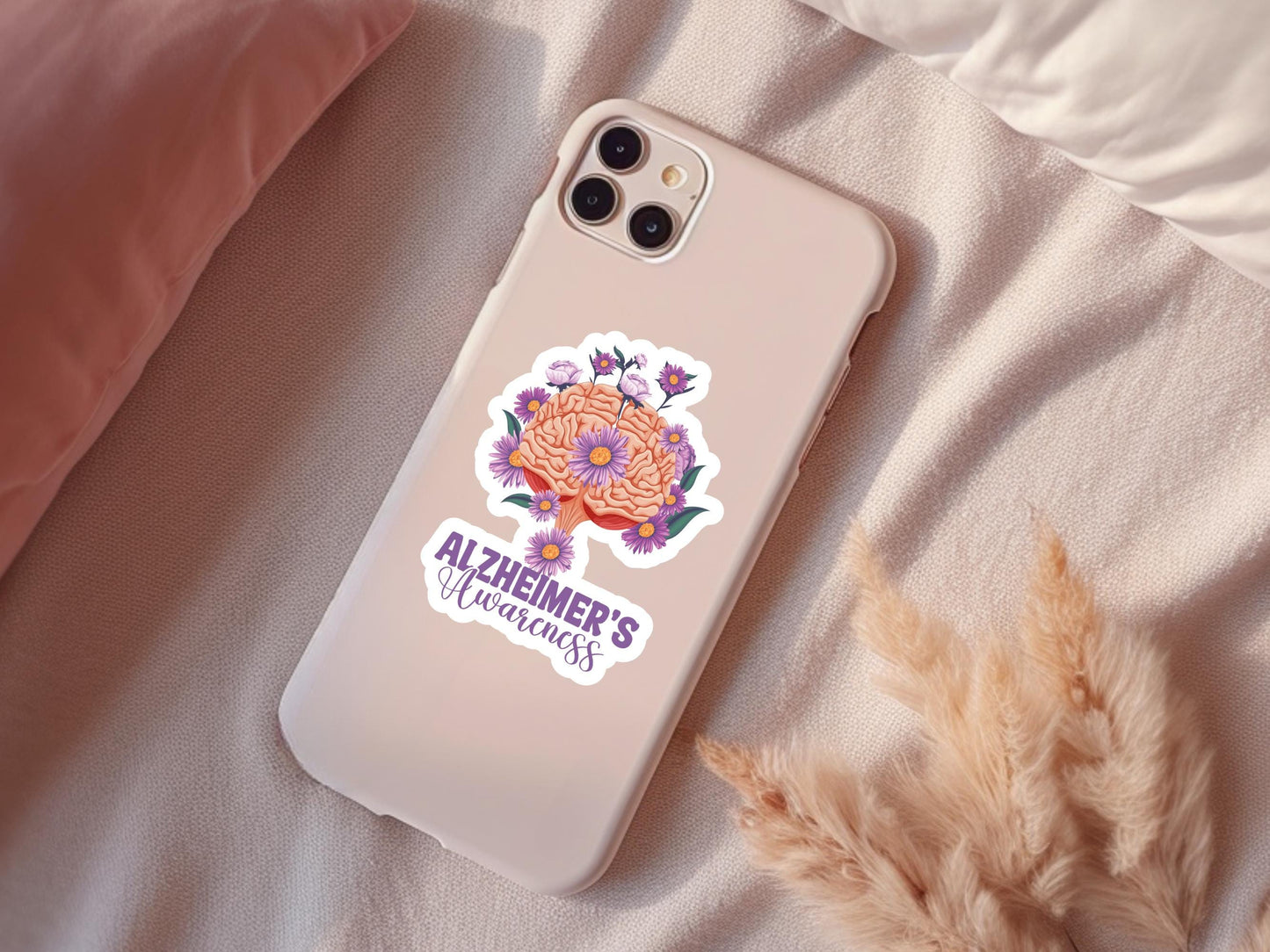 Alzheimer's Awareness Floral Brain Sticker
