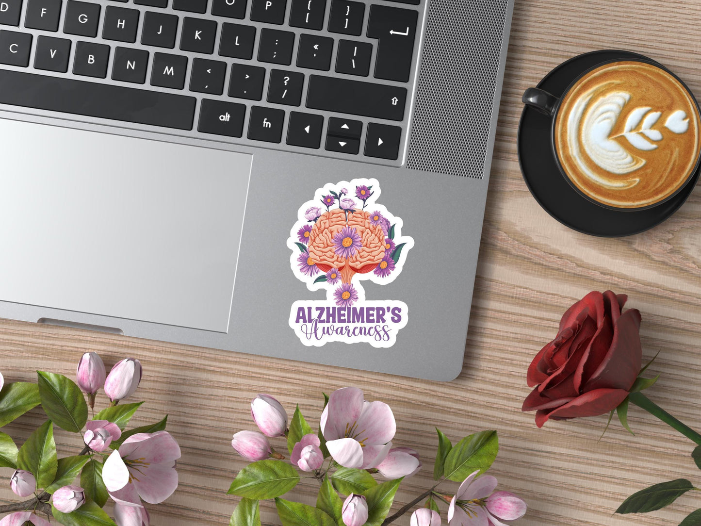 Alzheimer's Awareness Floral Brain Sticker