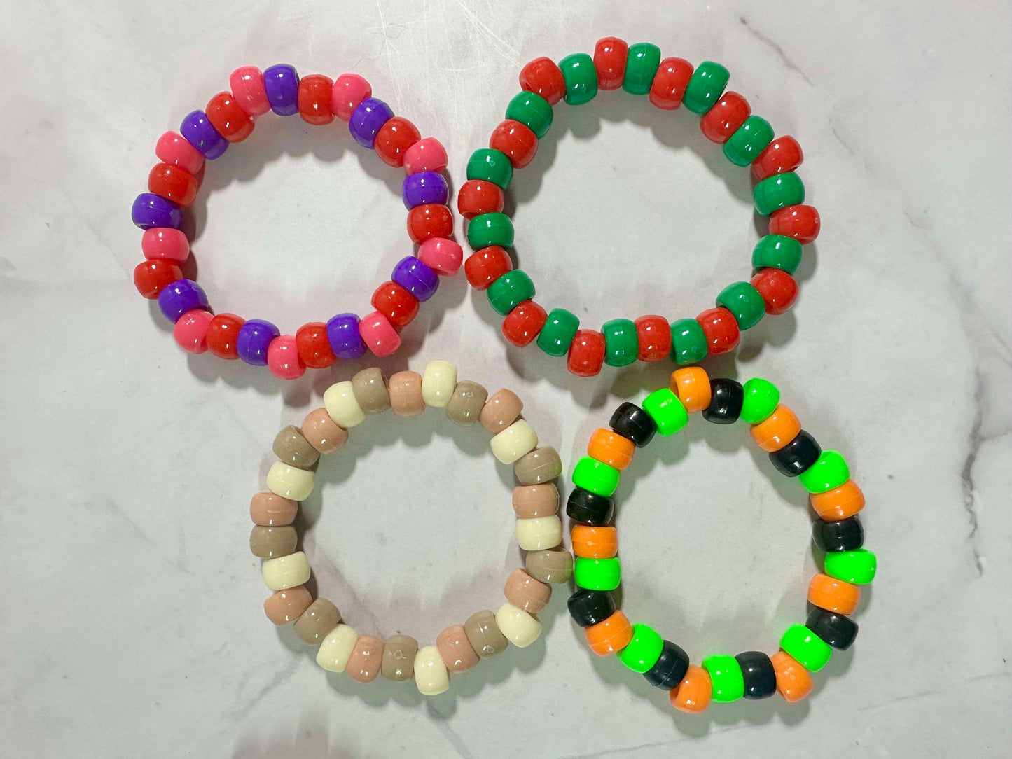 Single Strand Pony Bead Stretch Bracelet: Colorful Kidcore Stackable Bracelet