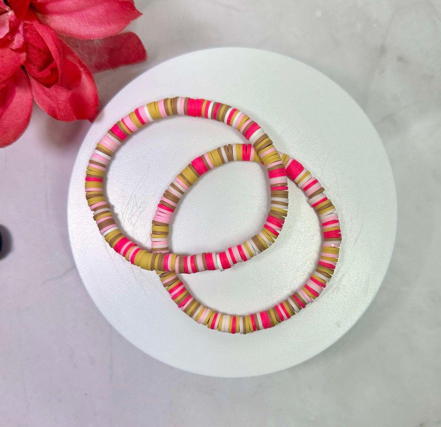 Single Strand Caramel Cider Heishi Bracelet