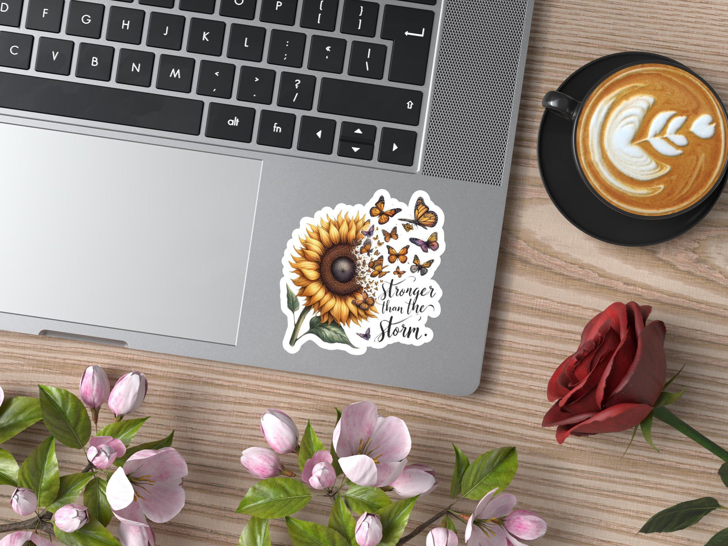 Sunflower Butterfly Stronger Than The Storm Sticker
