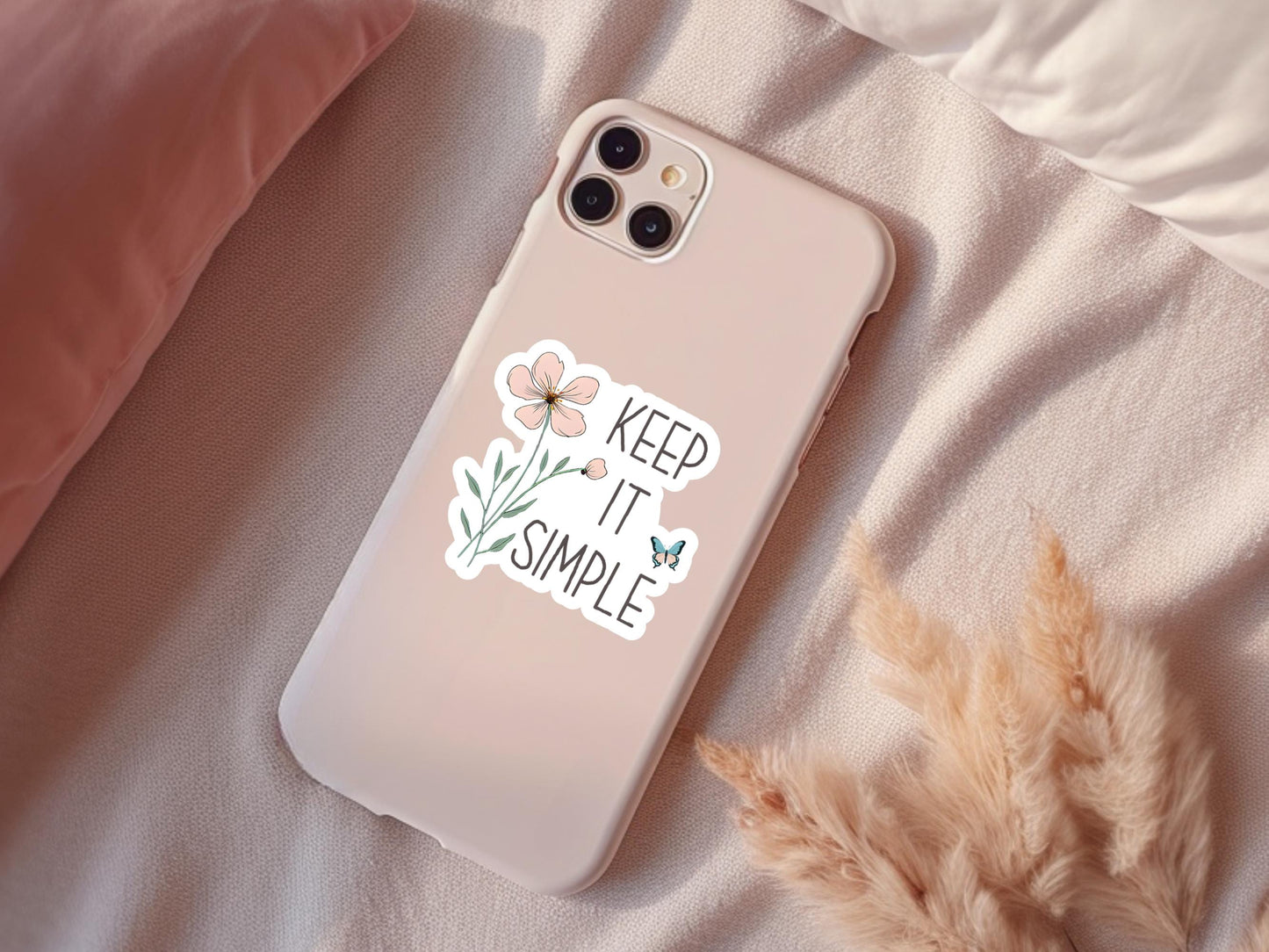Keep It Simple Pink Flower and Butterfly Sticker