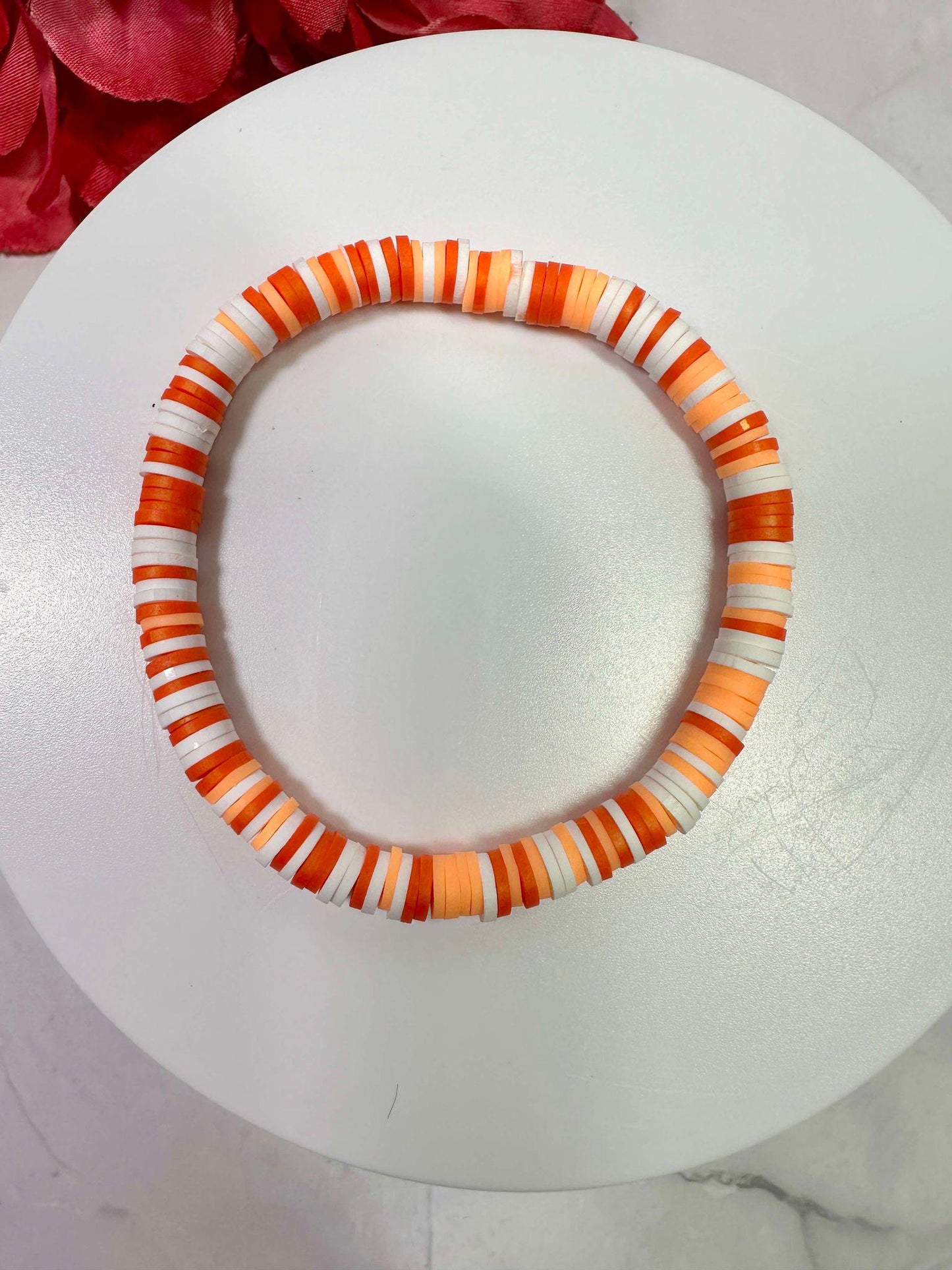 Single Strand Orange Heishi Bracelet