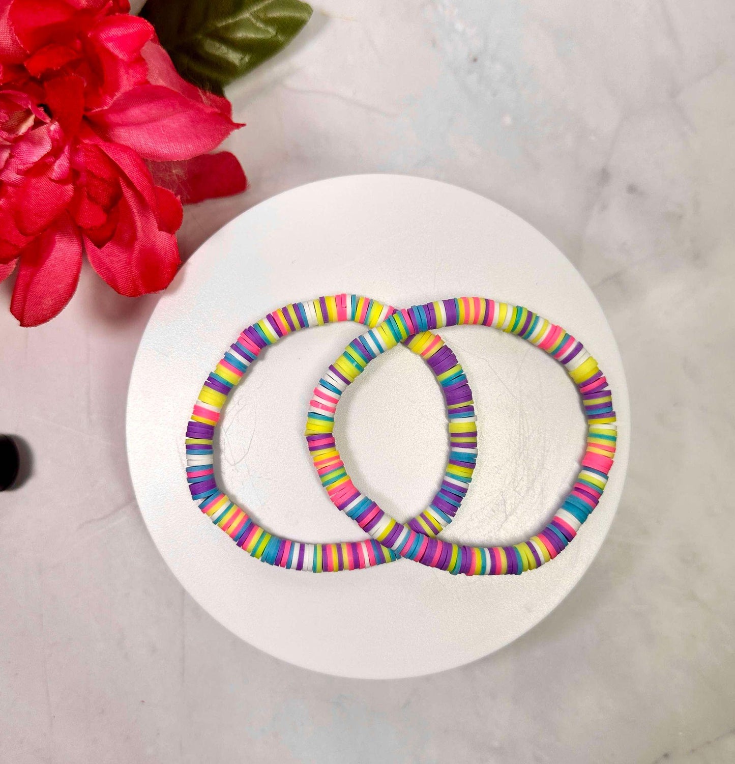 Single Strand Neon Heishi Bracelet