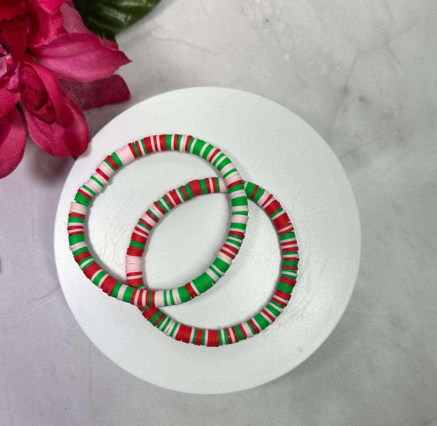 Single Strand Watermelon Heishi Bracelet