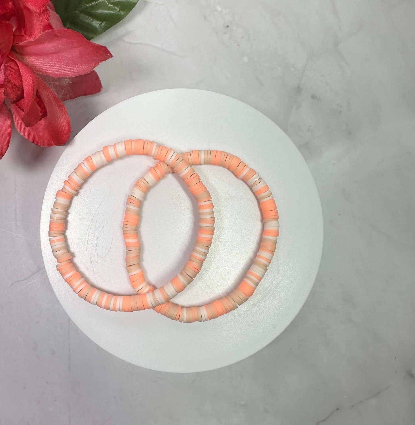 Single Strand Creamsicle Heishi Bracelet