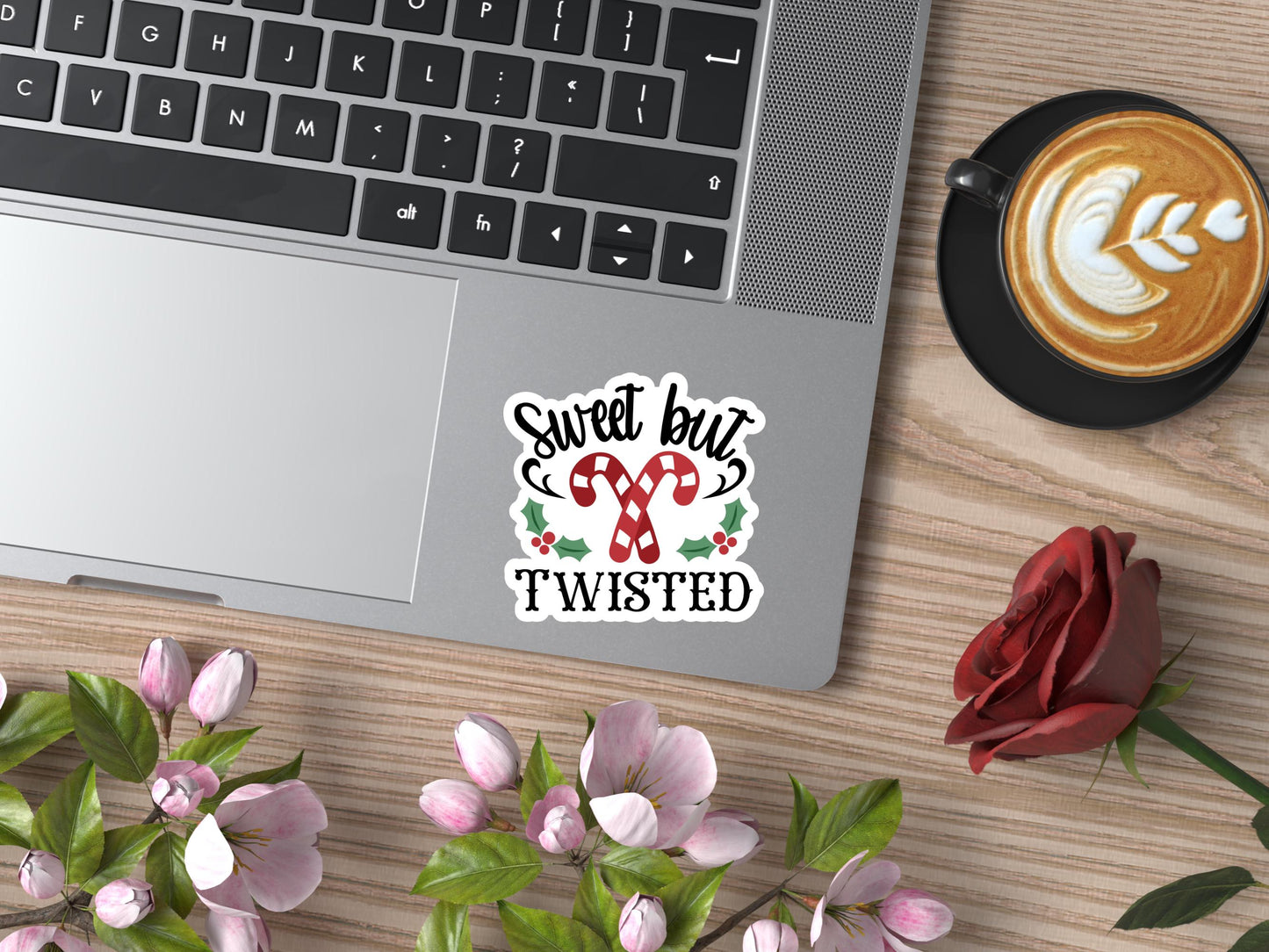 Sweet But Twisted Candy Cane Sticker