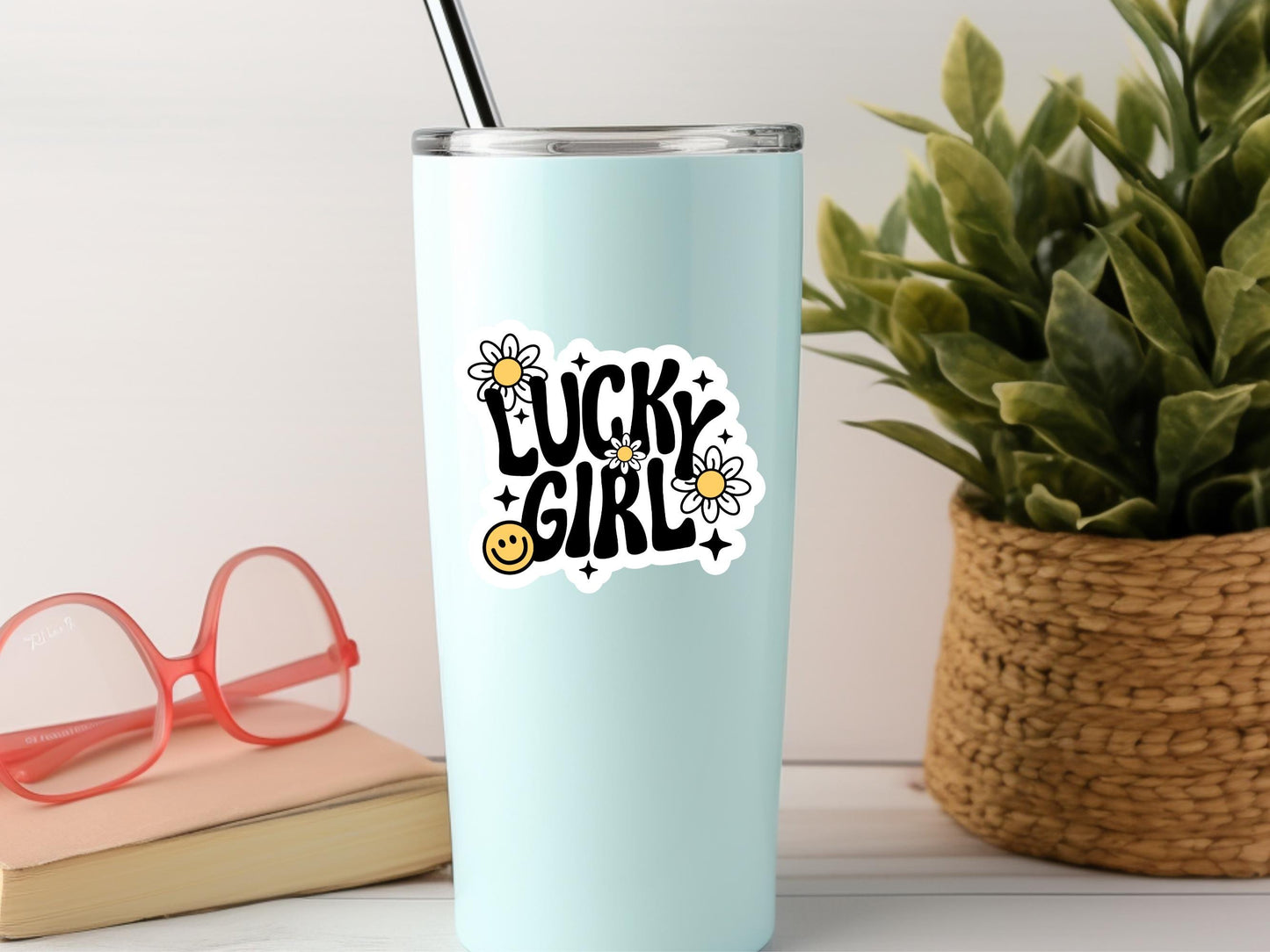 Lucky Girl Retro Sticker