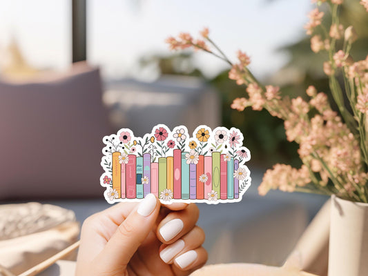 Books and Flowers Sticker