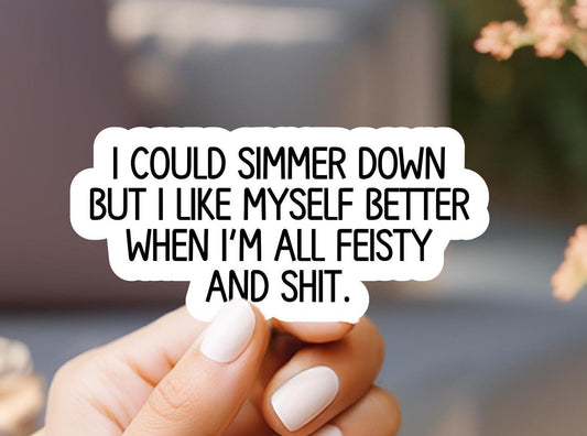 I Could Simmer Down But I Like Myself Better When I'm All Feisty And Shit Sticker