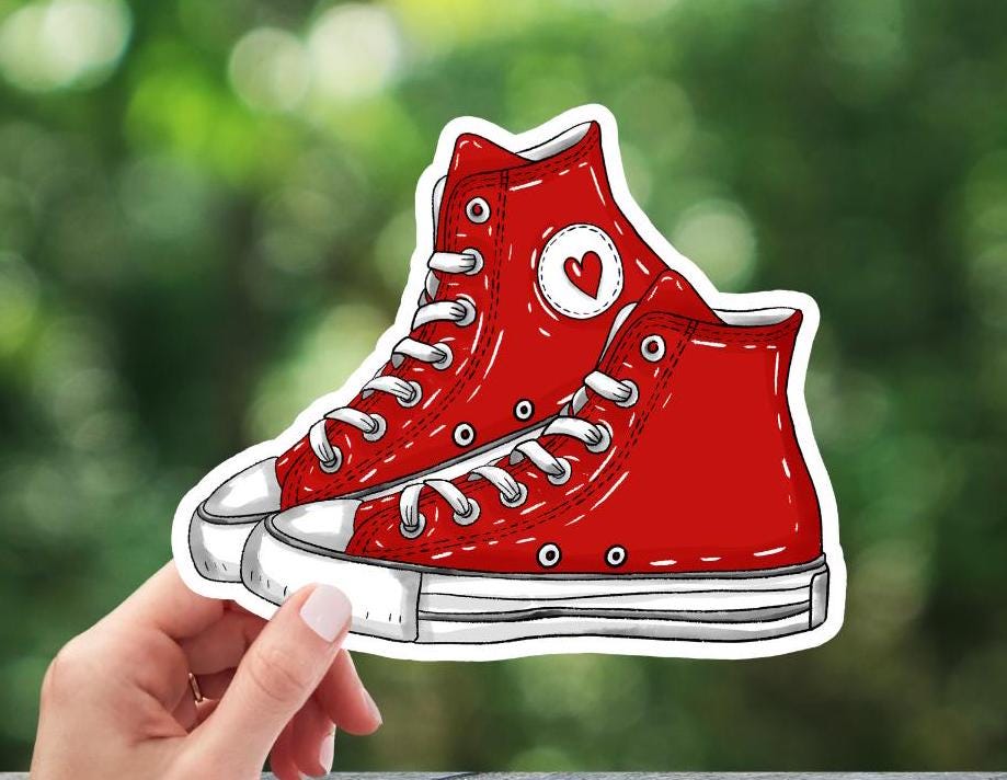 Red Sneakers Sticker: Laminated Vinyl Decal