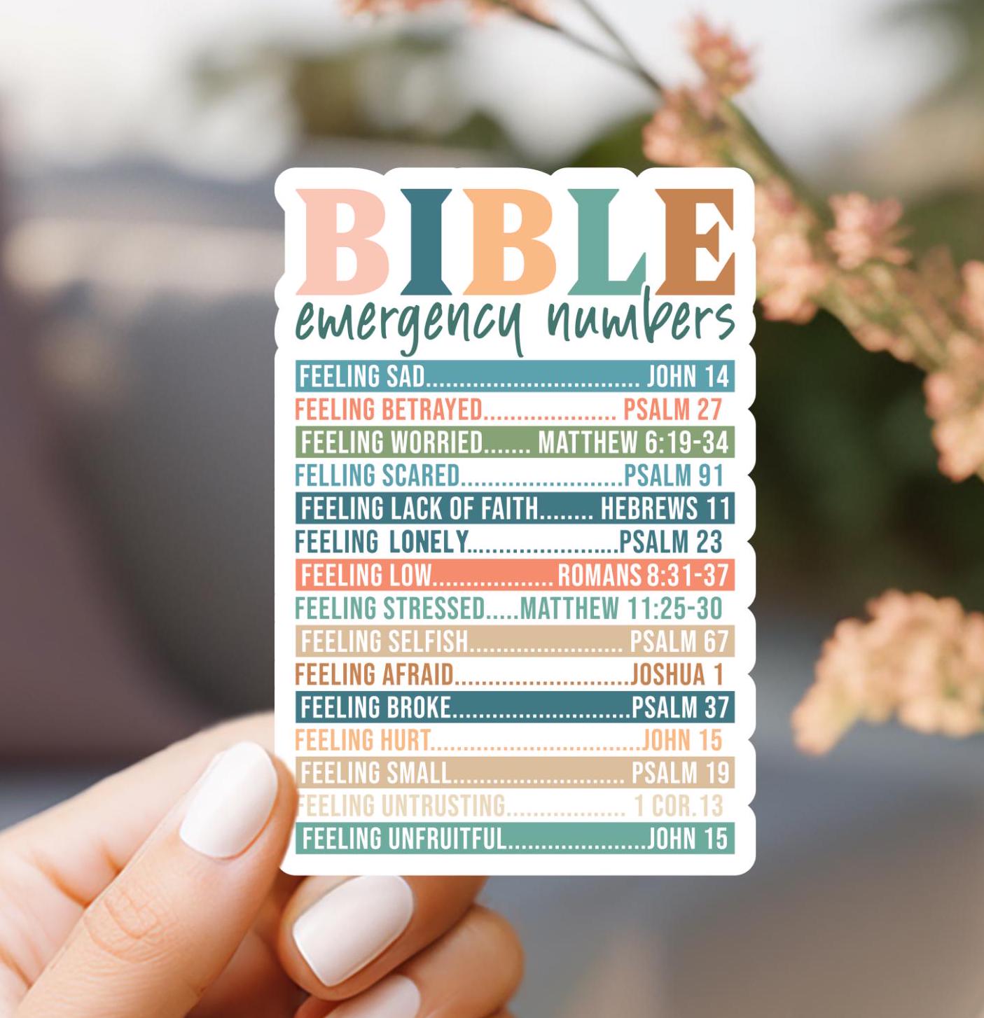 Bible Emergency Numbers Sticker: Faith Based Laptop Decal
