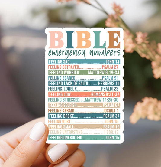 Bible Emergency Numbers Sticker: Faith Based Laptop Decal