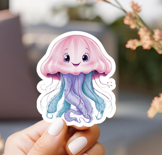 Cute Jellyfish Sticker, laptop sticker, kindle sticker, cute sticker, water resistant, vinyl sticker, jellyfish sticker, kids sticker