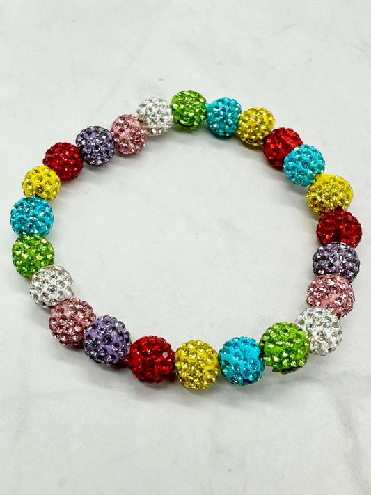 Single Strand Rainbow Beaded Stretch Bracelet