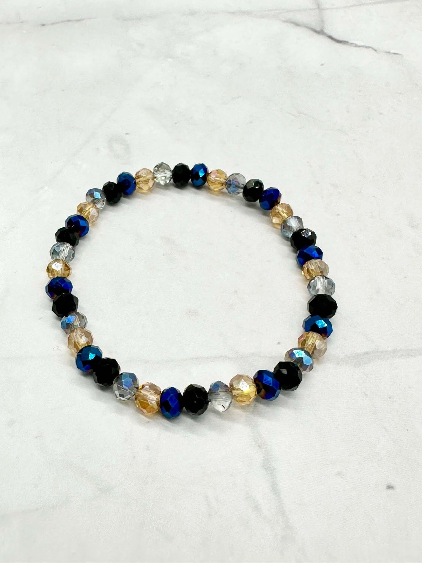 Multi Bicone Crystal Stretch Bracelet: Handmade Beaded Stacker