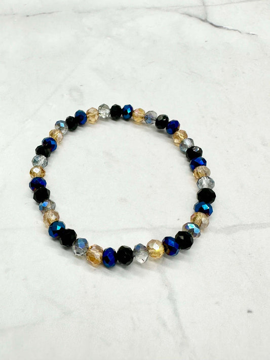 Multi Bicone Crystal Stretch Bracelet: Handmade Beaded Stacker