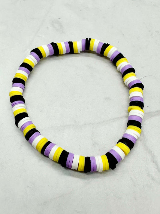 Single Strand Non Binary Pride Clay Beaded Bracelet