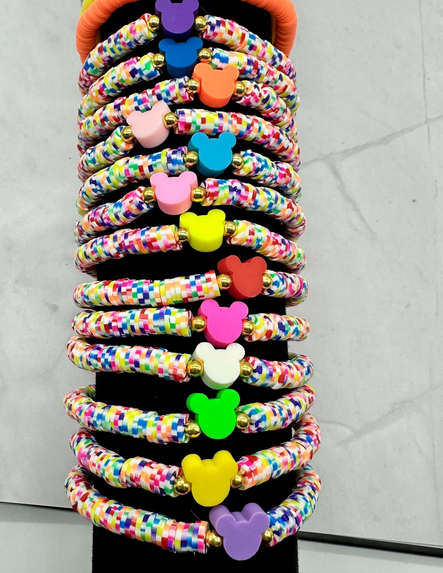 Colorful Clay Heishi Beaded Stretch Bracelet: Handmade Stacker