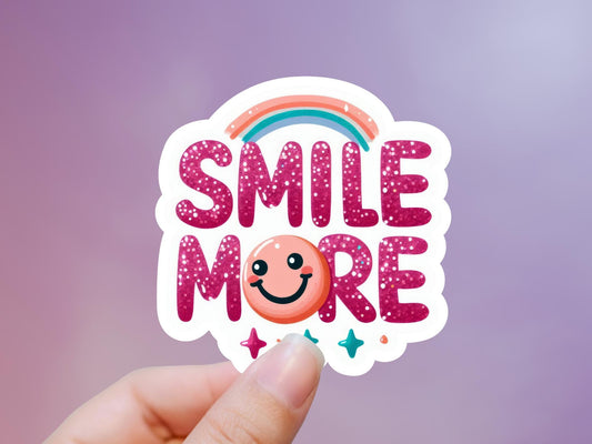 Smile More Rainbow Smiley Face Sticker - Water Resistant