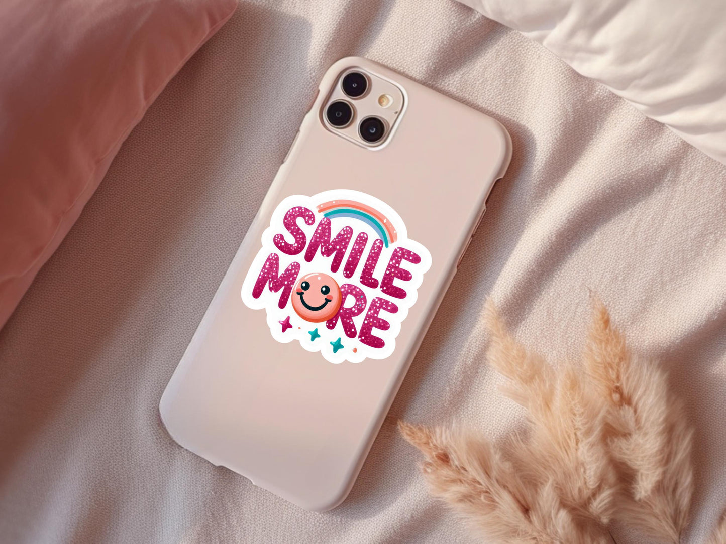 Smile More Rainbow Smiley Face Sticker - Water Resistant