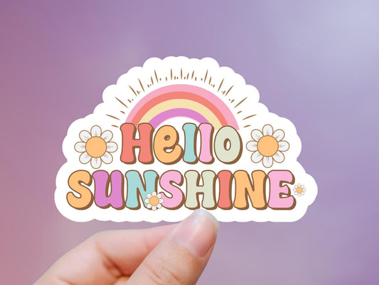 Retro Hello Sunshine Rainbow Sticker