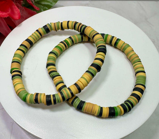 Single Strand Mustard Green Heishi Bracelet