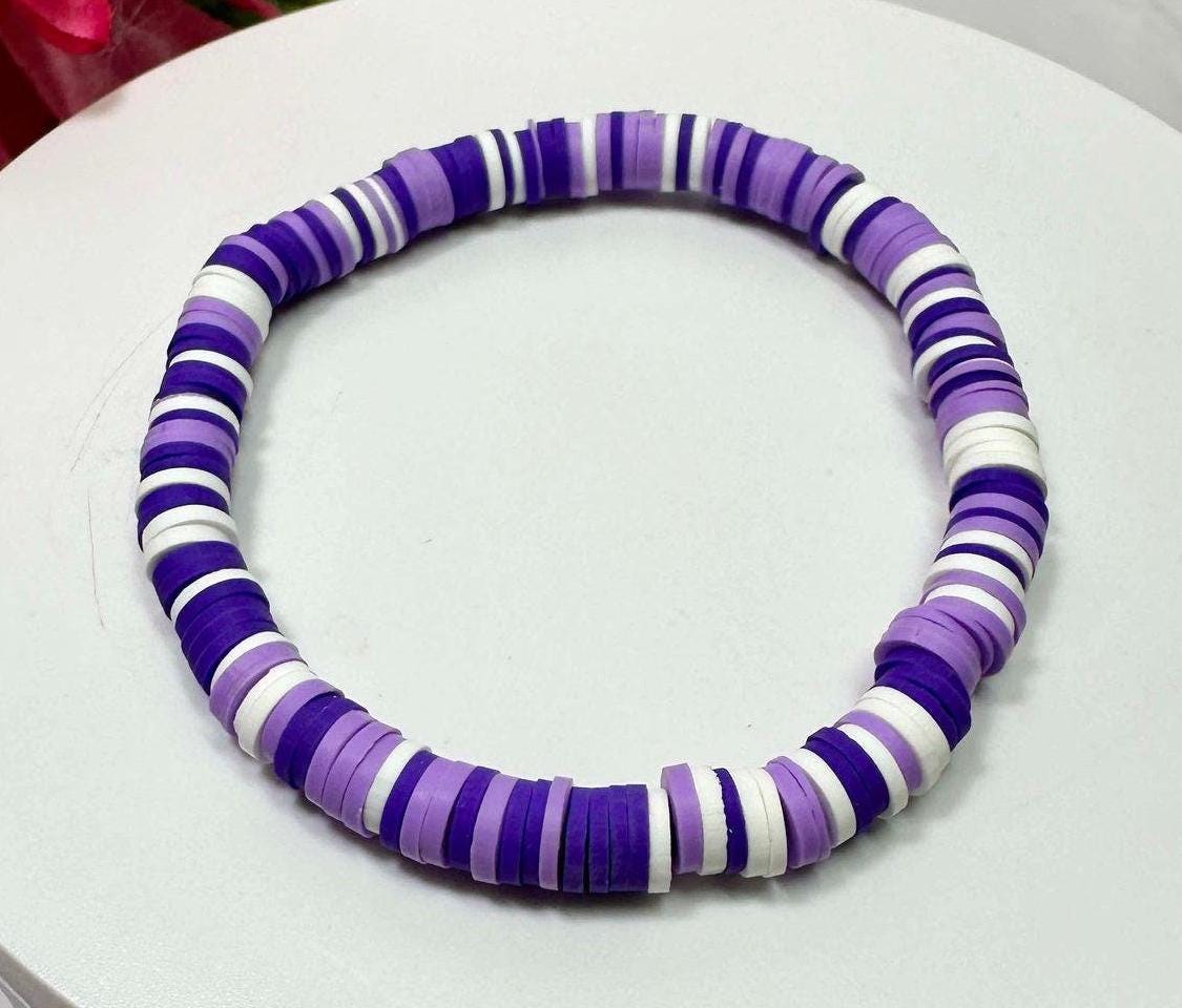 Single Strand Handmade Heishi Polymer Clay Bracelet