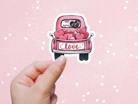 Valentines Truck with Hearts Sticker
