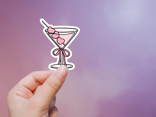 Pink Heart Martini Sticker