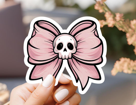 Pink Skull Bow Sticker