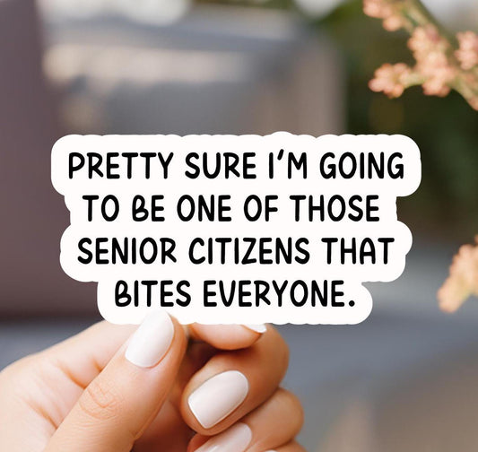 Funny Senior Citizen Biting Sticker