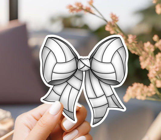 Volleyball Bow Sticker: Water-Resistant Vinyl Decal