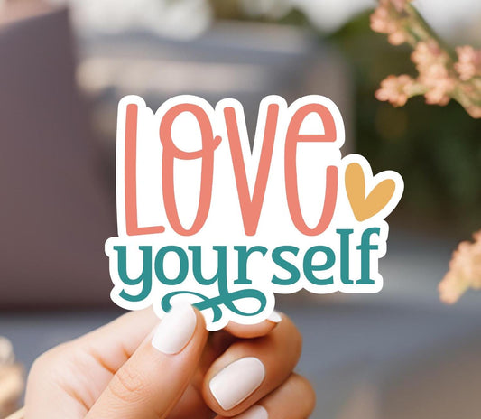 Love Yourself Pastel Vinyl Sticker: Uplifting Laptop Decal