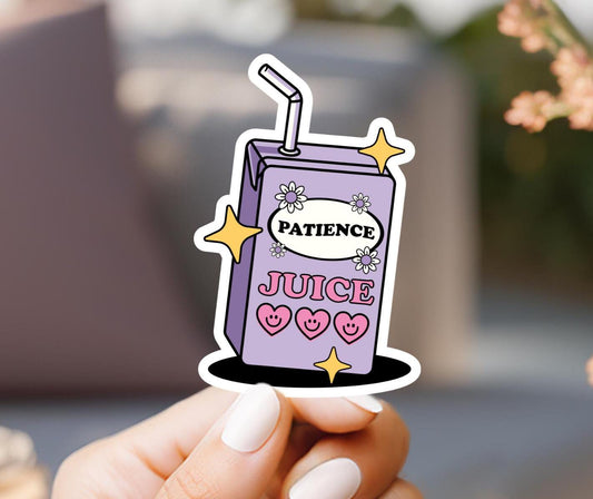 Patience Juice Sticker, laptop sticker, kindle sticker, cute sticker, water resistant, vinyl sticker, tablet sticker, patience sticker