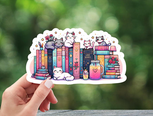 Cats and Books Sticker