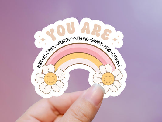 Boho Rainbow 'You Are' Sticker: Water-Resistant Laptop Decal