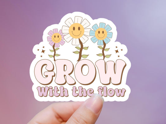 Retro Grow With The Flow Flower Sticker