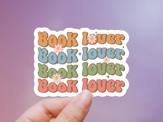 Retro Stacked Book Lover Sticker