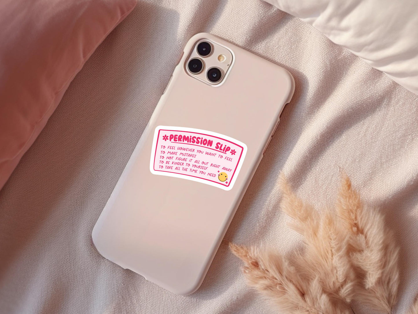 Pink Permission Slip Self Care Sticker