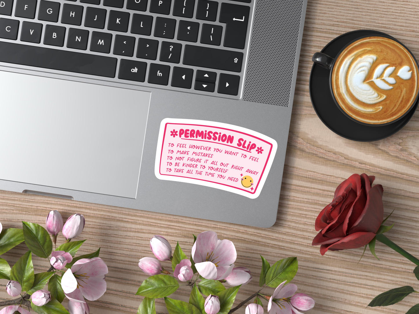 Pink Permission Slip Self Care Sticker