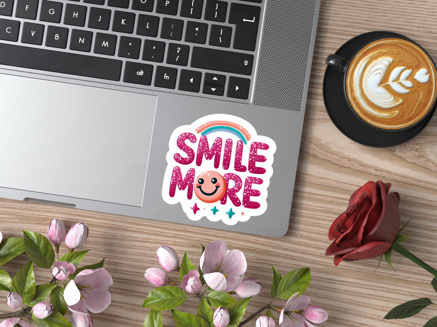 Smile More Rainbow Smiley Face Sticker - Water Resistant