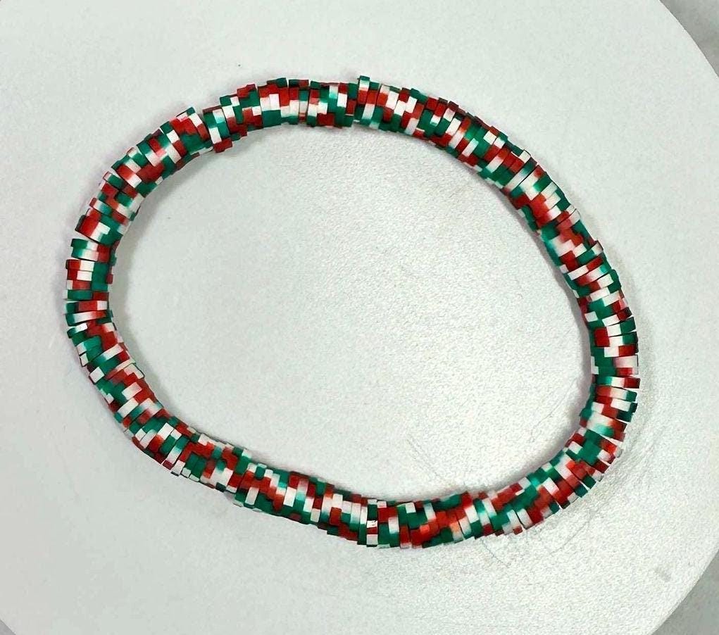 Single Strand Christmas Heishi Bracelet