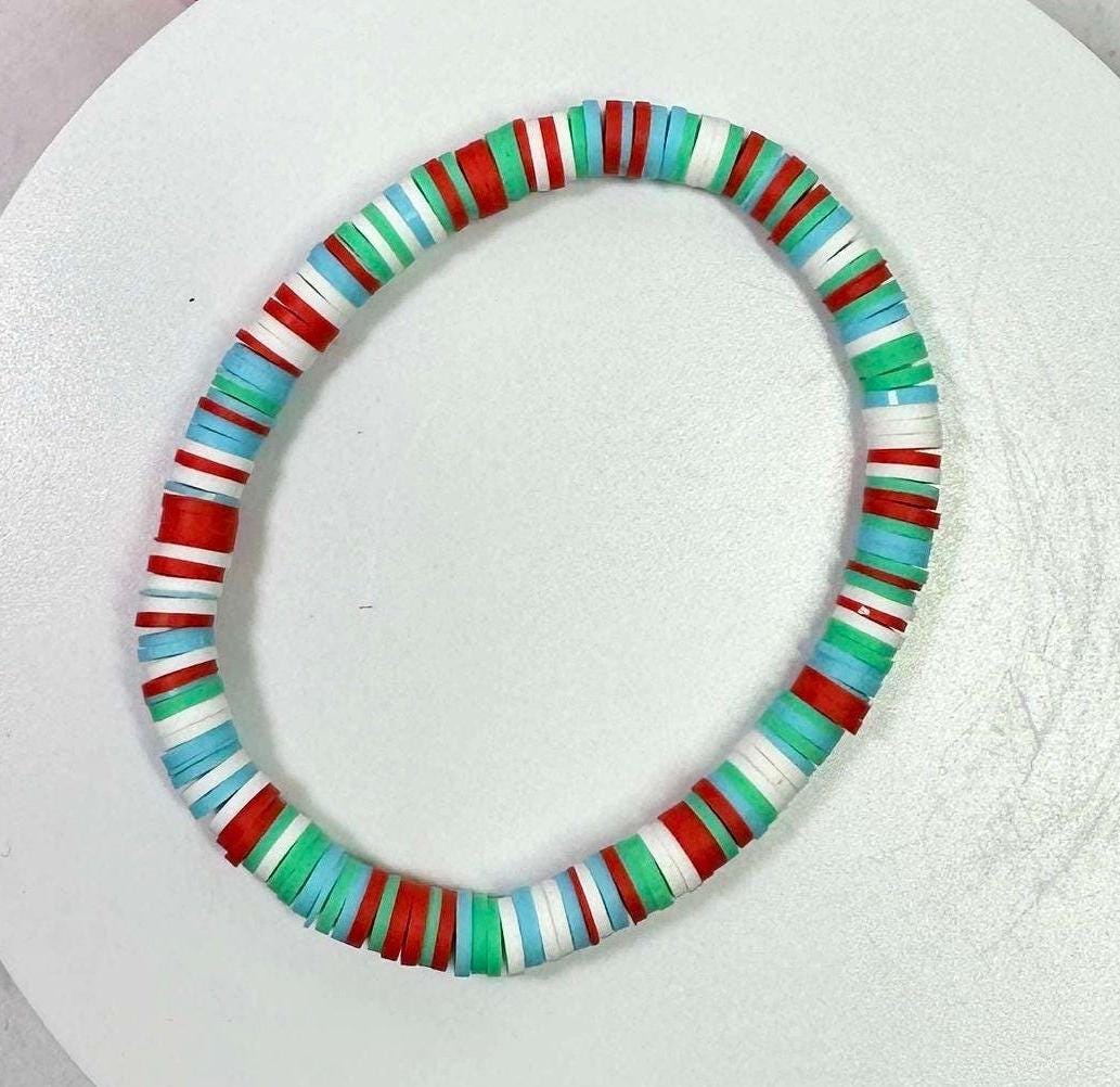 Single Strand Striped Heishi Bracelet