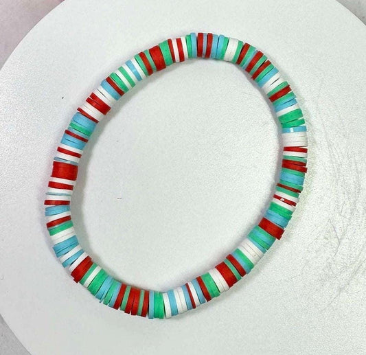 Single Strand Striped Heishi Bracelet