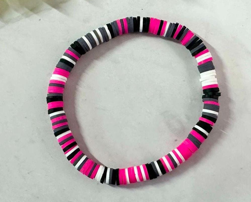Single Strand Hot Pink Heishi Bracelet